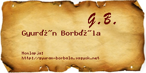Gyurán Borbála névjegykártya